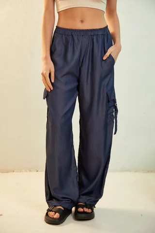 9800054 - pantalon parachute denim - Vista 3
