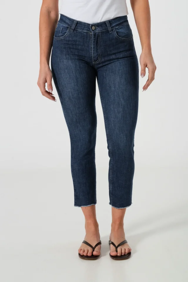 0010574 - JEANS CIGARETTE CROP DARC BLUE