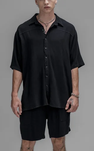 Camisa Lino Nice [ Negro ] - Vista 4