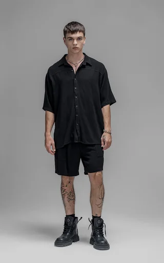 Camisa Lino Nice [ Negro ] - Vista 1
