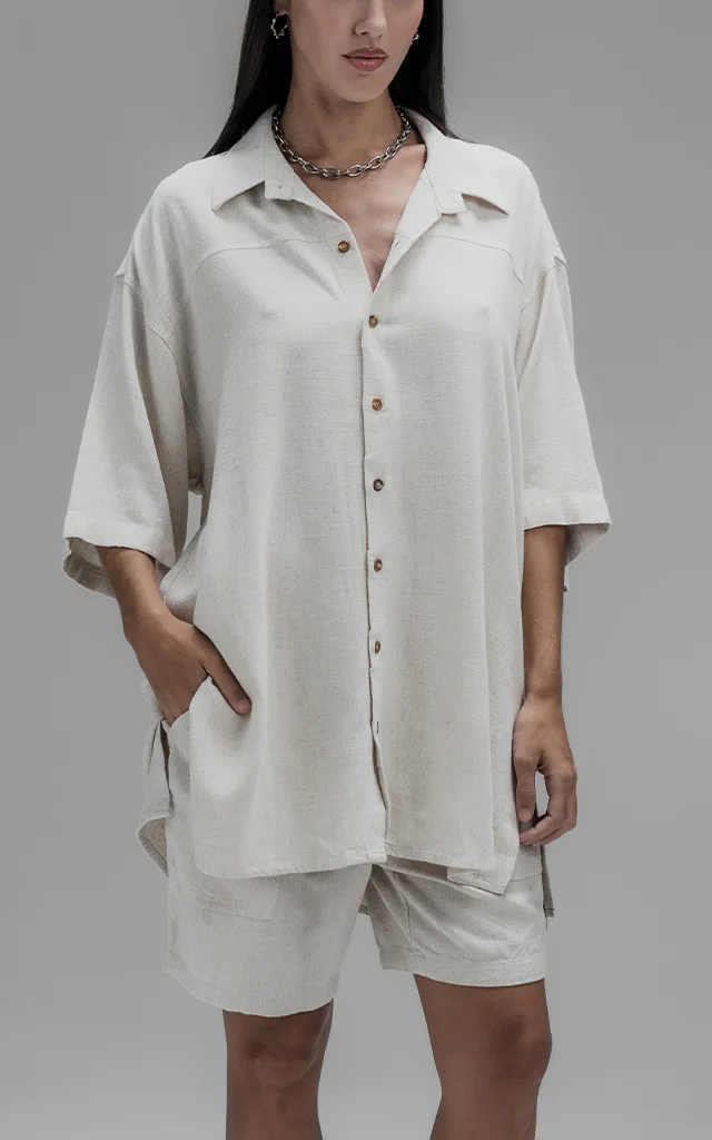 Camisa Lino Nice [ Off White ]