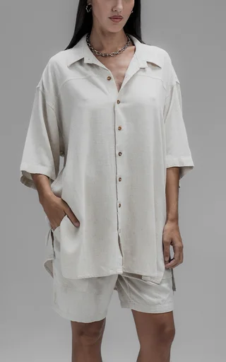 Camisa Lino Nice [ Off White ] - Vista 6