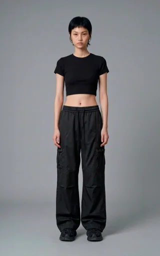 Remera Baby Tee Crop [ Negro ] - Vista 1
