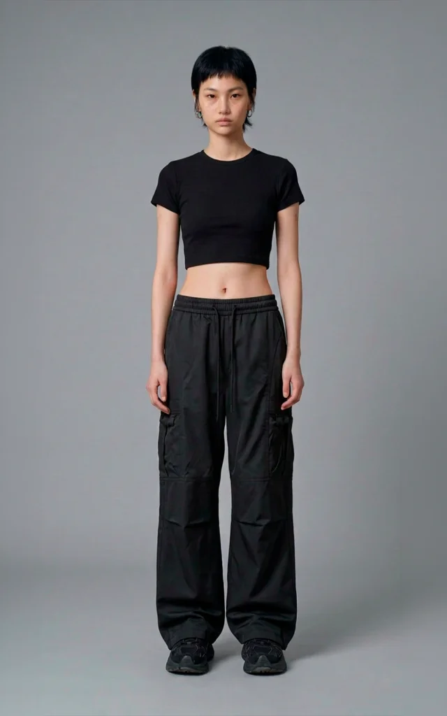 Remera Baby Tee Crop [ Negro ]