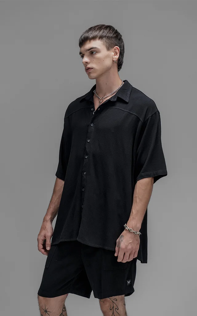 Camisa Lino Nice [ Negro ]