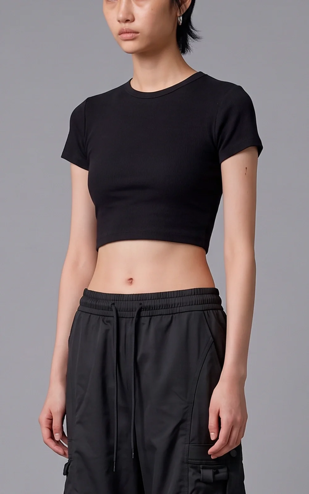 Remera Baby Tee Crop [ Negro ]