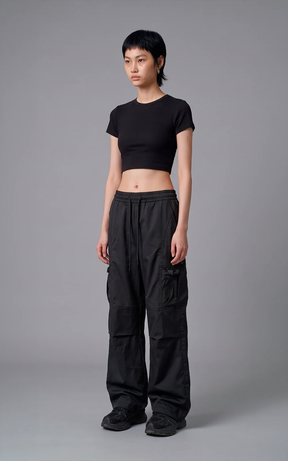Remera Baby Tee Crop [ Negro ]