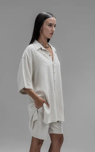 Camisa Lino Nice [ Off White ] - Vista 5