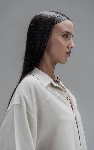 Camisa Lino Nice [ Off White ] - Vista 3