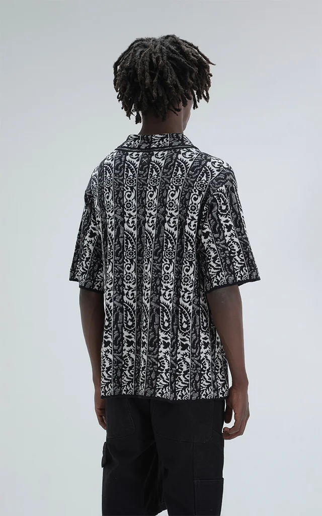 Camisa Tejida Hijari [ Negro Beige ]