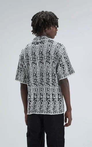 Camisa Tejida Hijari [ Beige Negro ] - Vista 1