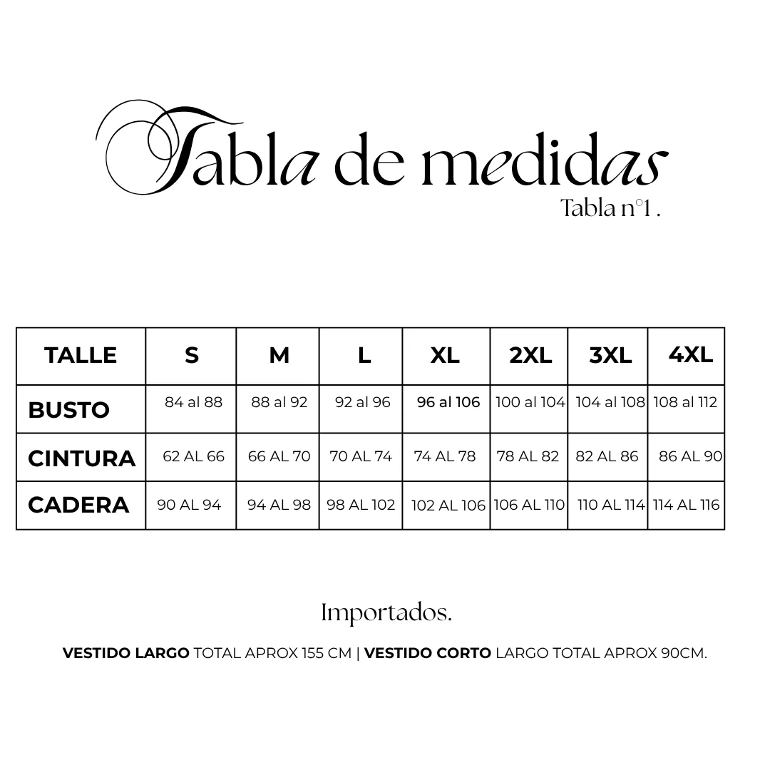 Tabla de talles 1