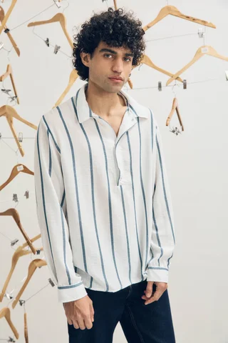 14661 - CAMISA CHOMBA RAYAS LINO - Vista 2