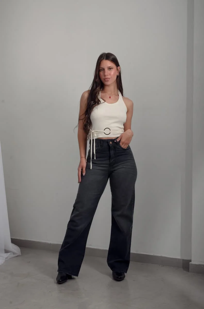0118 - WIDE LEG GRIS - 0