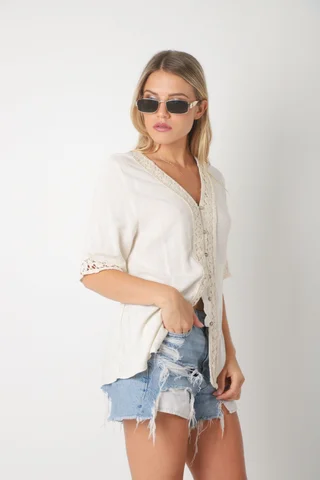 Blusa CARTER Lino c Guarda Crochet GU0528 - Vista 6