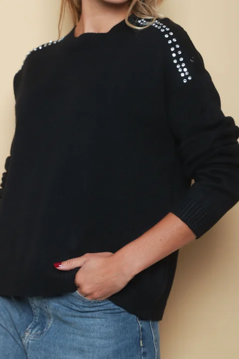 Sweater EIFFEL Tejido Grueso con Piedras GUL651