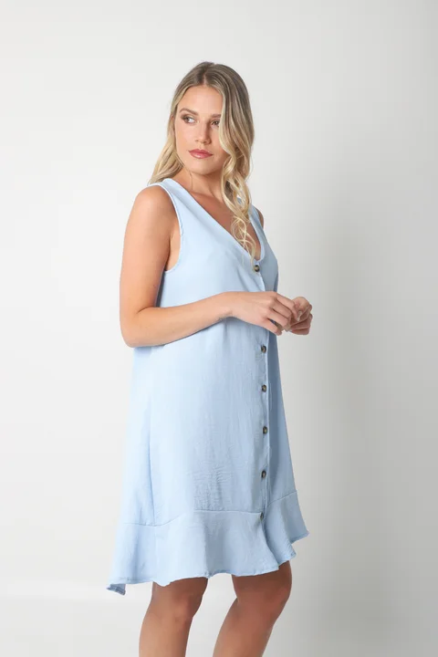 Vestido Gales Abotanado Creppe