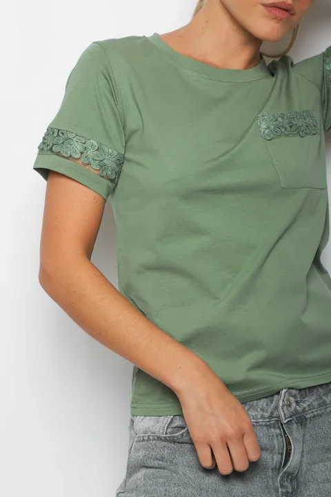Remera RAVI c/Bolsillos puntilla GUJ5232