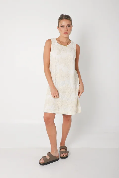 Vestido POCH Encaje con Bordado Crochet GU250110