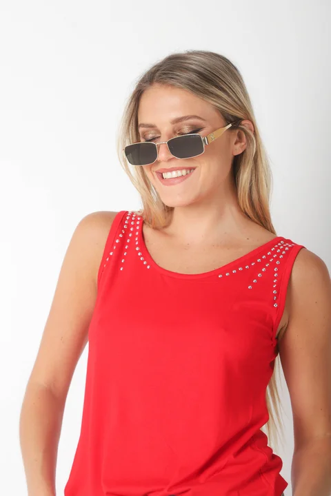 Musculosa  FIORE Creppe c/ Tachas