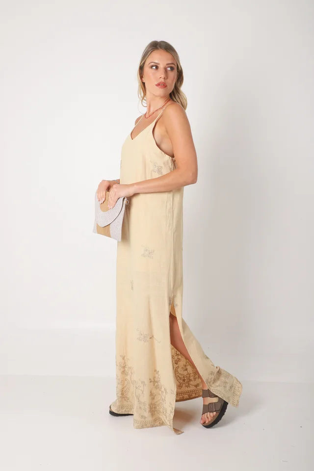 Vestido VOILA Lino bordado GUK70142-2