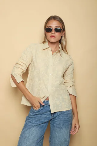 Camisa FINI FLOREADA con Hojas Bordadas GUK70227 - Vista 6