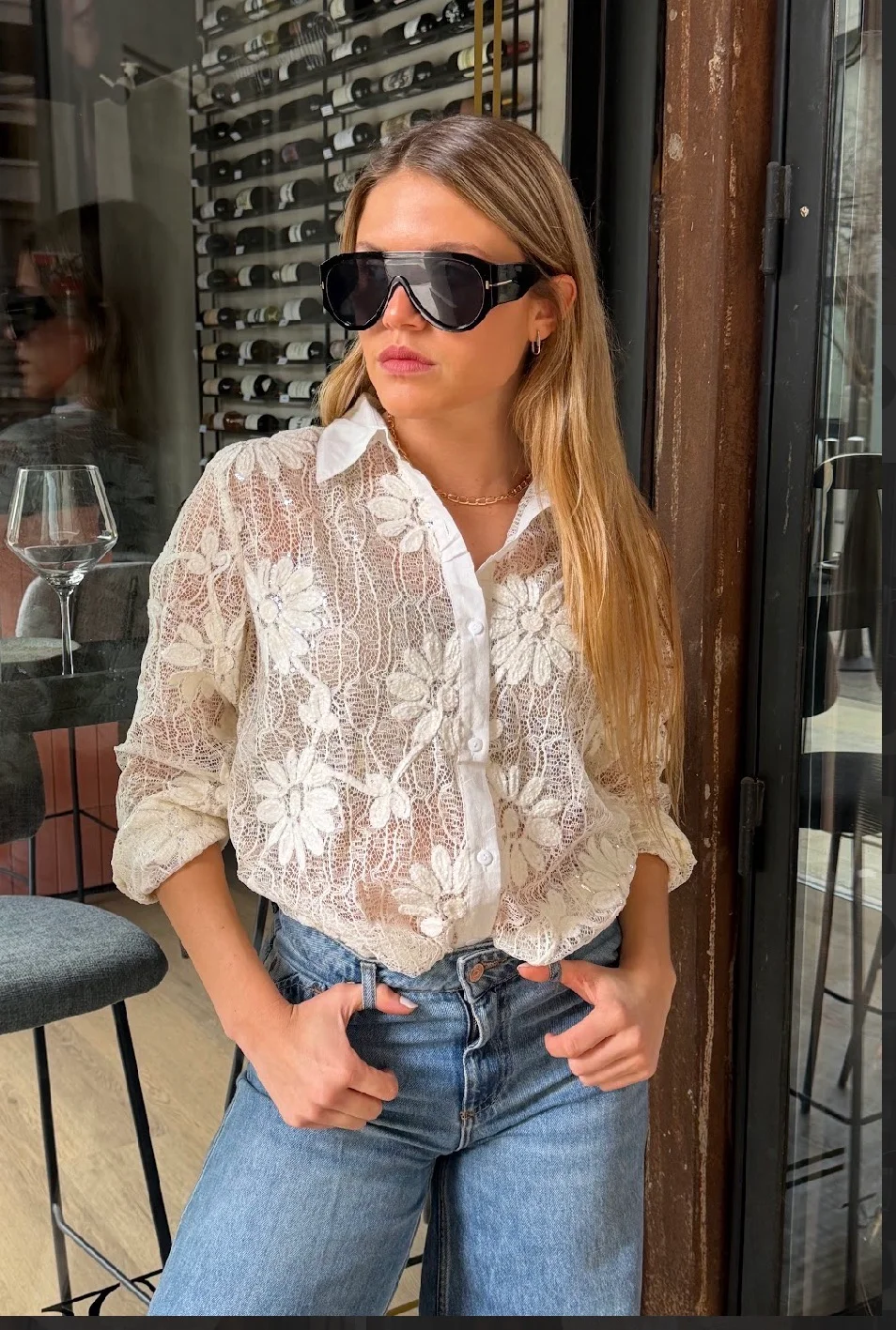 Camisa DARLIN Con Encaje y Bordado GUK70283