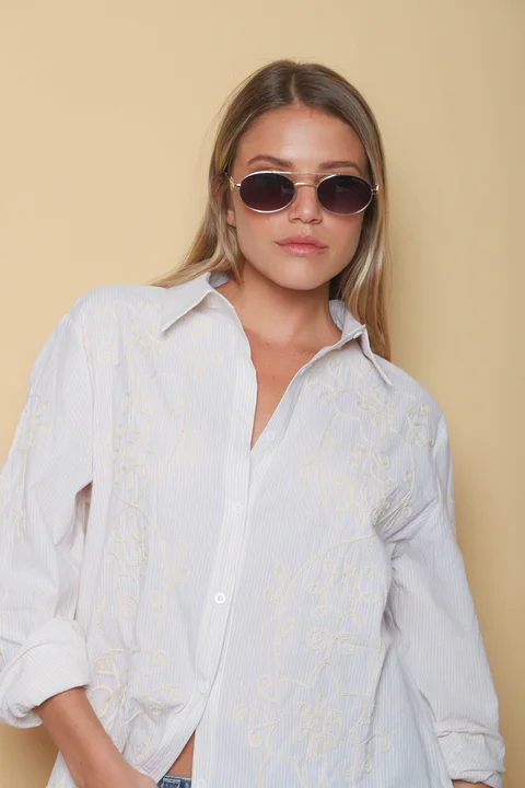 Camisa VOIRE  Rayada Bordada GU0547