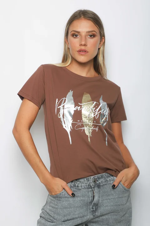 Remera BEAUTIFUL PLUMAS c/ Piedras GUJ5223