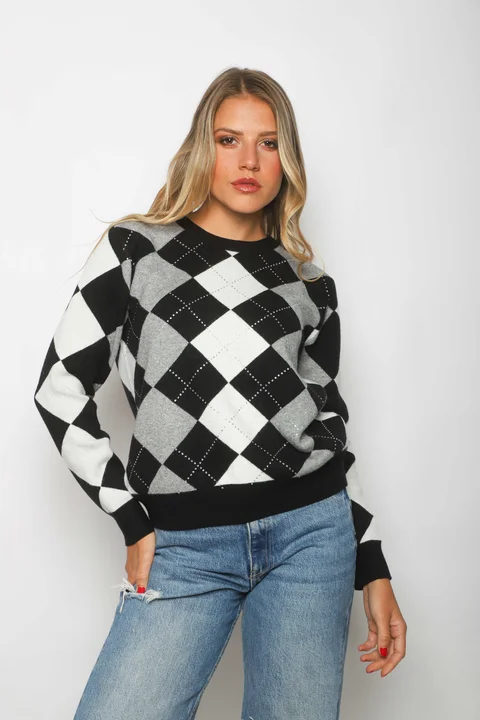 Sweater LOCH Bremer Rombo con Strass GUL840