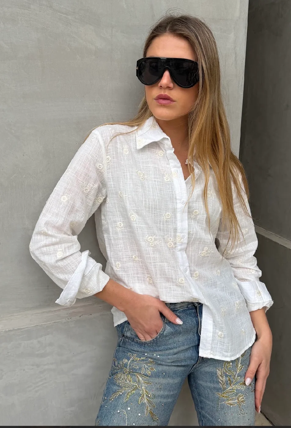 Camisa ROSMARY Lino Bordada GU70242