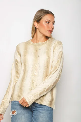 Sweater Olivia Foil Elastizado Trenzado con Brillos GU64770 - Vista 3