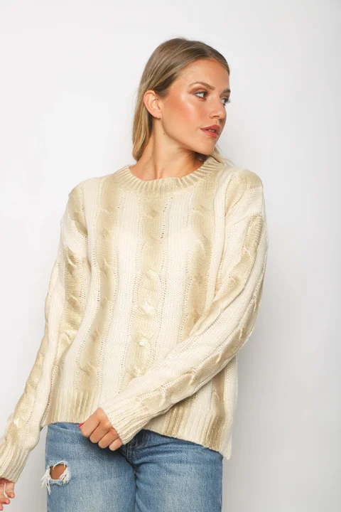 Sweater Olivia Foil Elastizado Trenzado con Brillos GU64770