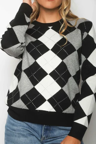 Sweater LOCH Bremer Rombo con Strass GUL840 - Vista 4