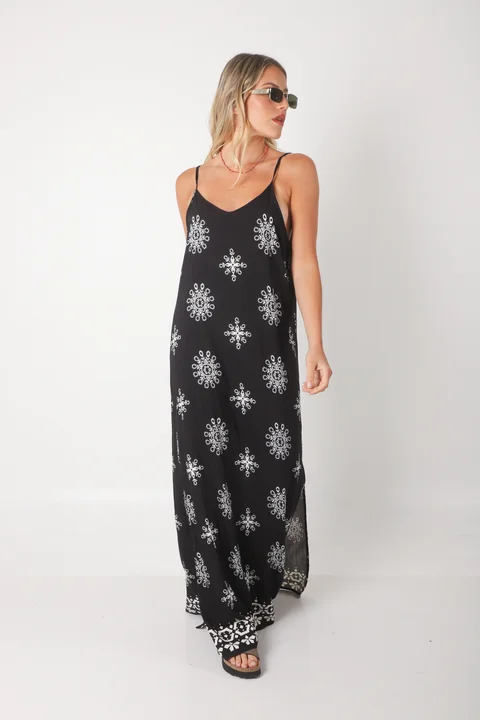 Vestido ASTURIAS de lino estampado GUK70142-8