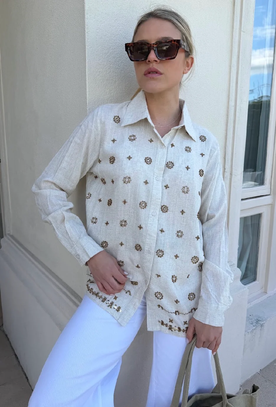 Camisa PUIGARI Lino Bordada GU70238