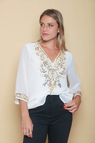 Camisola Buzios Gasa Lentejuelas GU4018 - Vista 3