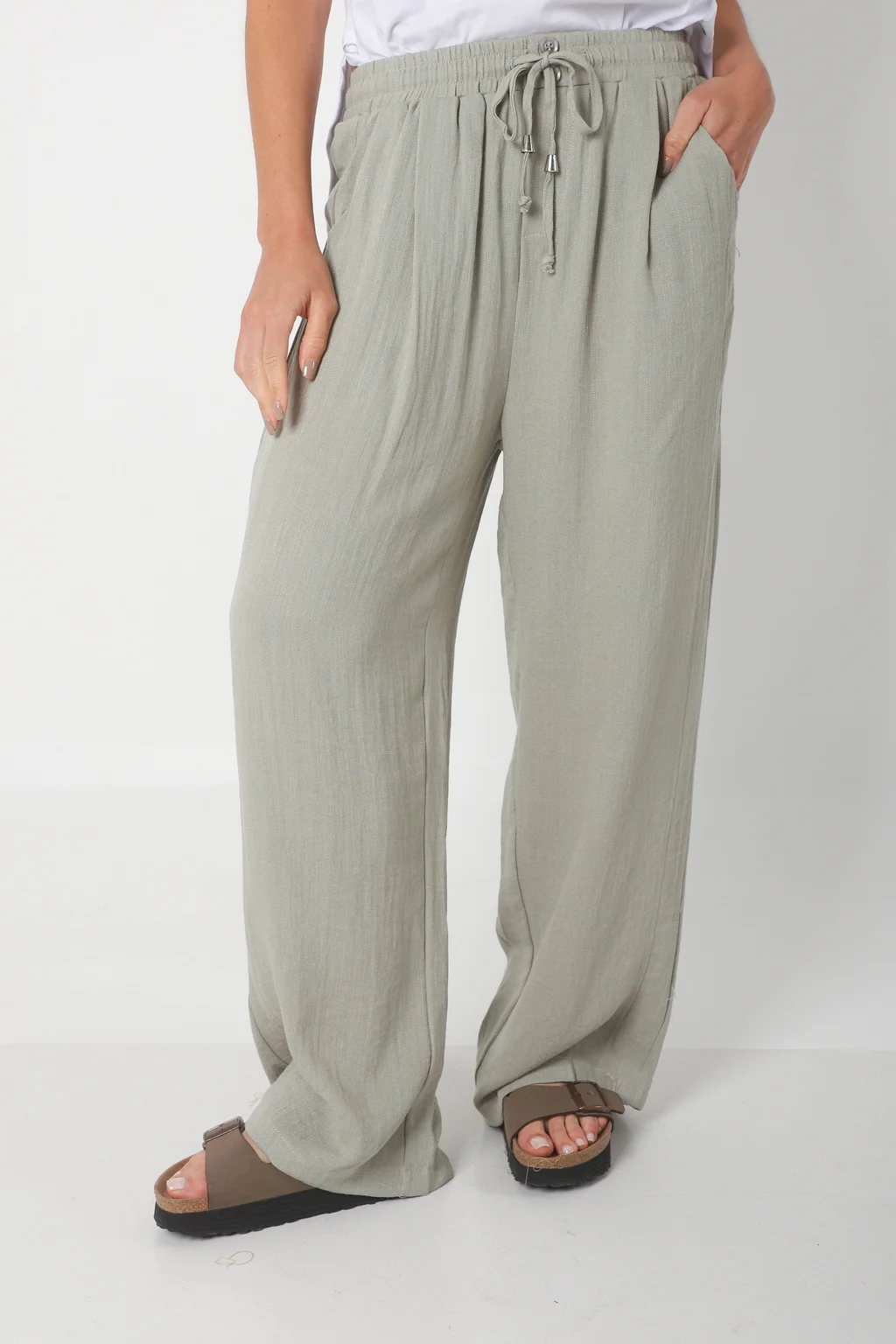 Pantalón MARE de Lino con  Tiras Bolsillos GU0332