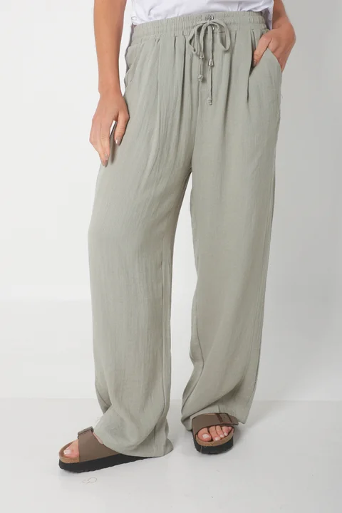 Pantalón MARE de Lino con  Tiras Bolsillos GU0332