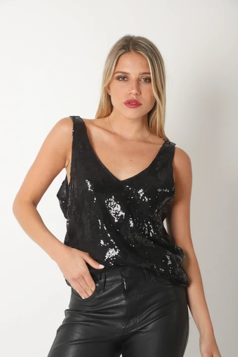  Musculosa ALICE Forrada c/ Lentejuelas Bordadas GU5152