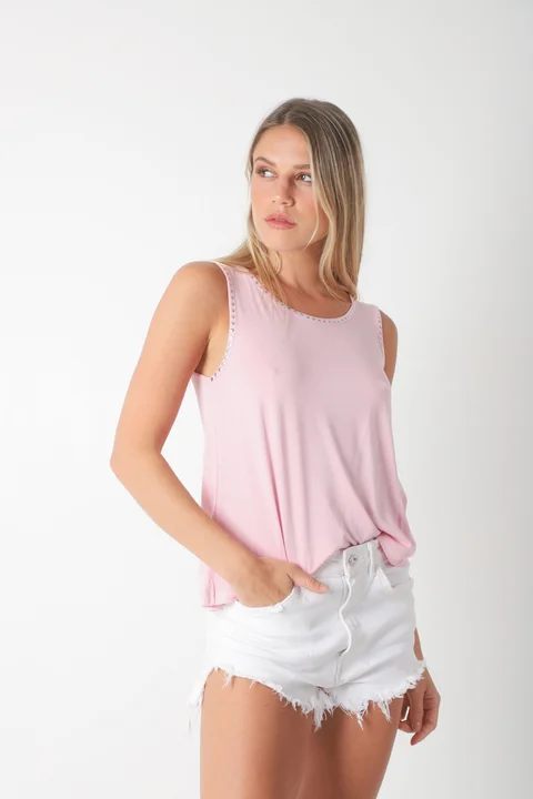 Musculosa POSITANO Modal c/ Tachas Redonda Pequeña