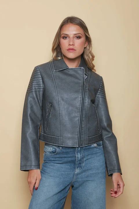 Campera Cartney Grey Cruzada Eco Cuero GU78304