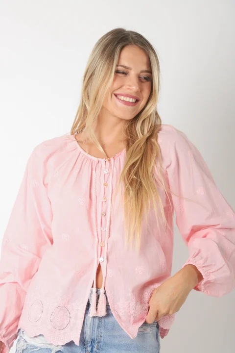 Blusa RONNEY Bordada Con Tiras GU70122