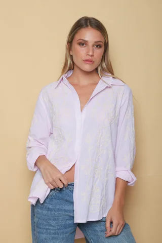 Camisa VOIRE  Rayada Bordada GU0547 - Vista 4