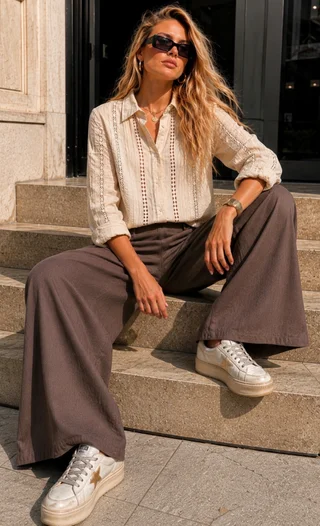 Maxi Palazo DENIM CHOCO - Vista 2