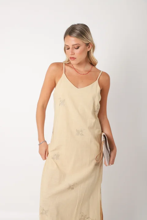 Vestido VOILA Lino bordado GUK70142-2