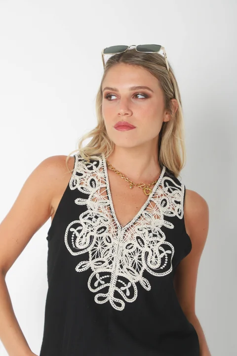 Musculosa LIBERTY de Lino BORDADA GU2525