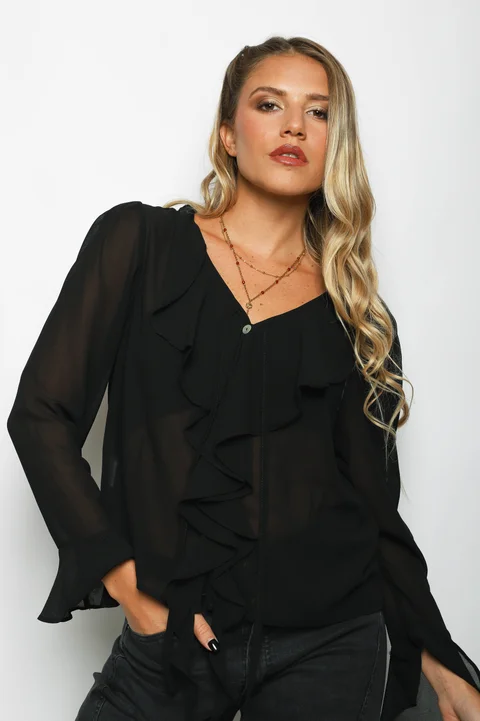 Blusa TITA Gasa c/Volados GUV60