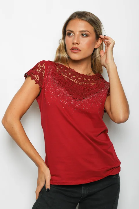 Remera ROYALTY Bordada con Strass GU356341