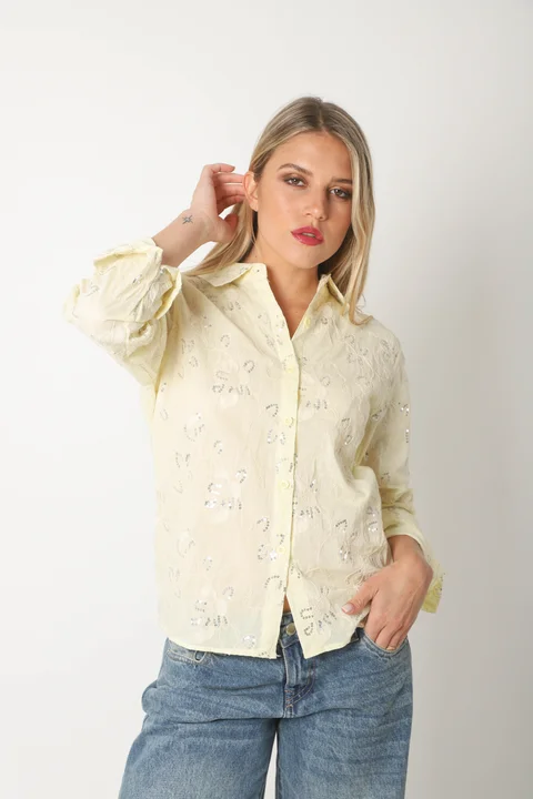 Camisa MISS Flores Bordadas y Lentejuelas GU5195